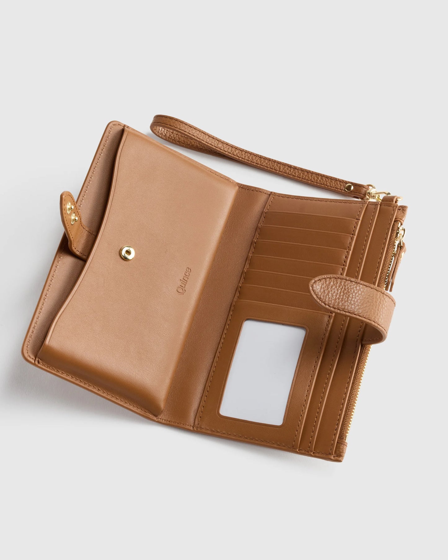 Italian Leather Phone Bi-Fold Wristlet - One Size / Black