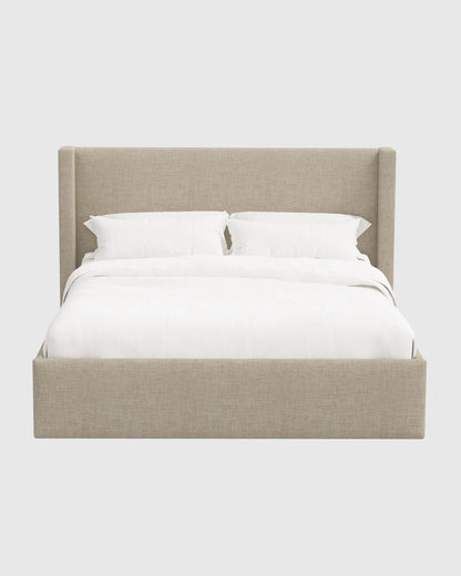 100% Linen Wingback Bed - Full / Canvas