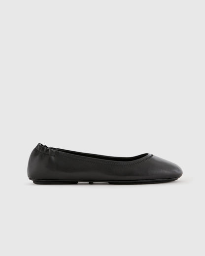 Italian Leather On-The-Go Ballet Flat - 5 / Cognac