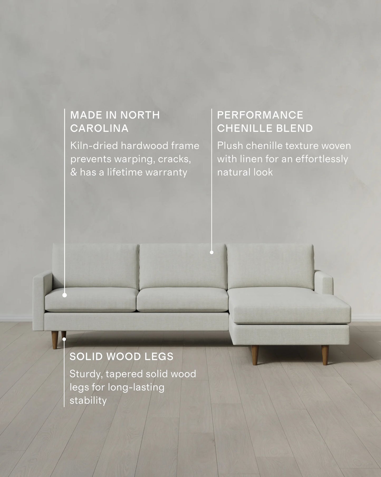 Atlas Midcentury Chaise Sectional in Performance Chenille Linen Blend - 106" Right Arm / Sorrell