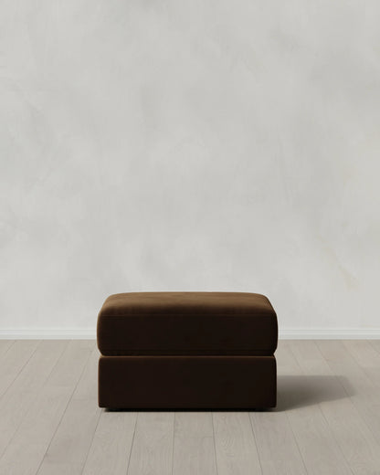 Ashford Deep Seat Ottoman in Performance Velvet - One Size / Ivory