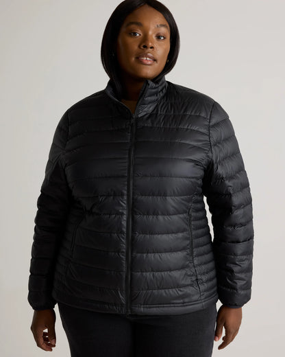 Lightweight Down Packable Puffer Jacket - 1X / Black