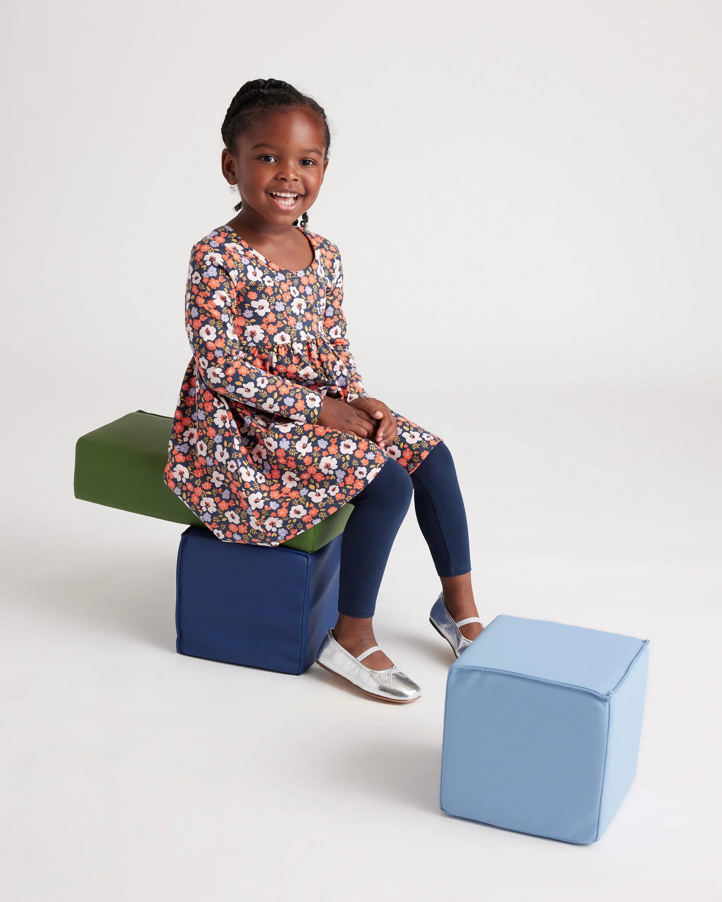 Organic Cotton Long Sleeve Skater Dress - 2T / Red Poppy Garden
