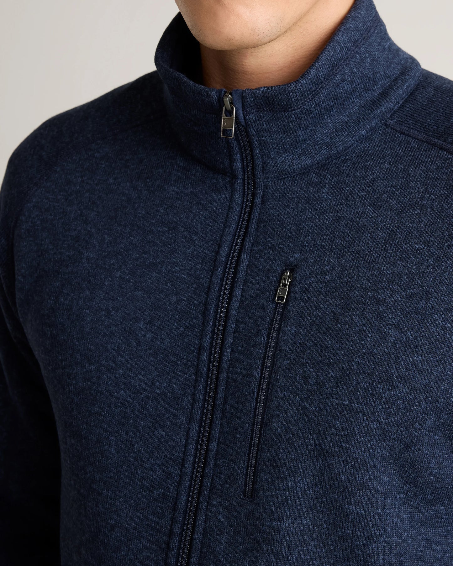 Sweater-Knit Fleece Full-Zip Jacket - XS / Heather Mineral Green