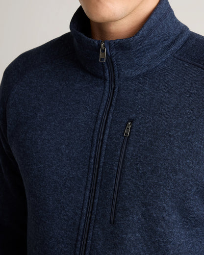 Sweater-Knit Fleece Full-Zip Jacket - XS / Heather Mineral Green
