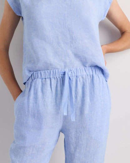 100% European Linen Pajama Set - XS / French Blue
