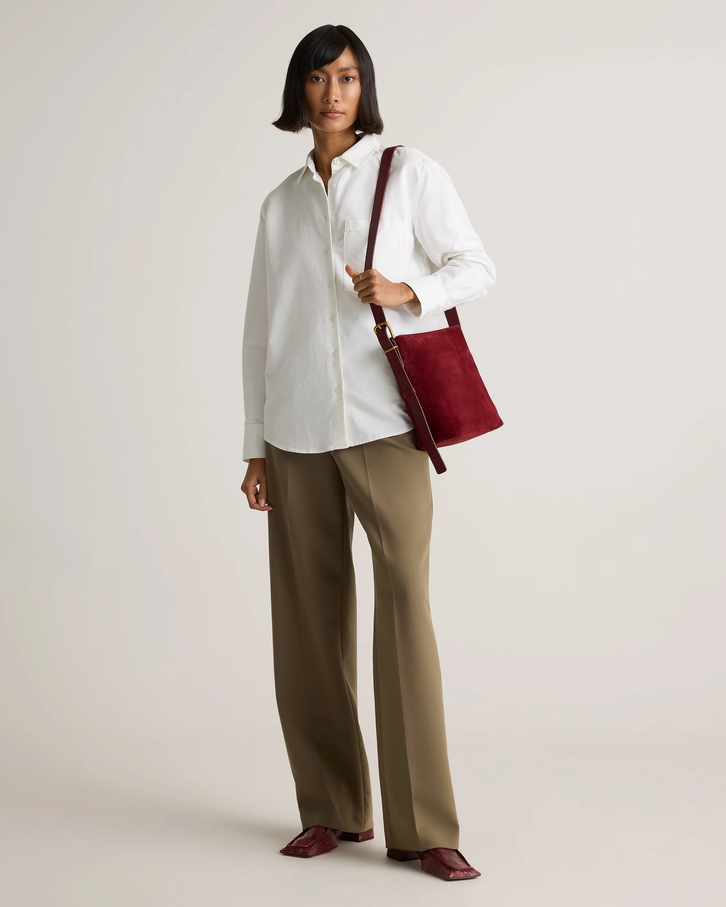 Italian Suede Bucket Crossbody - One Size / Sand