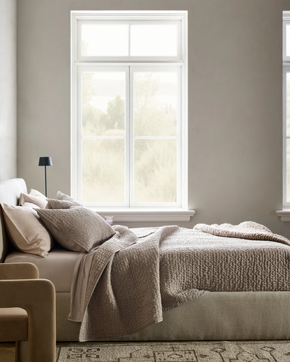 Organic Cotton Hand Stitched Quilt - Twin / Stone