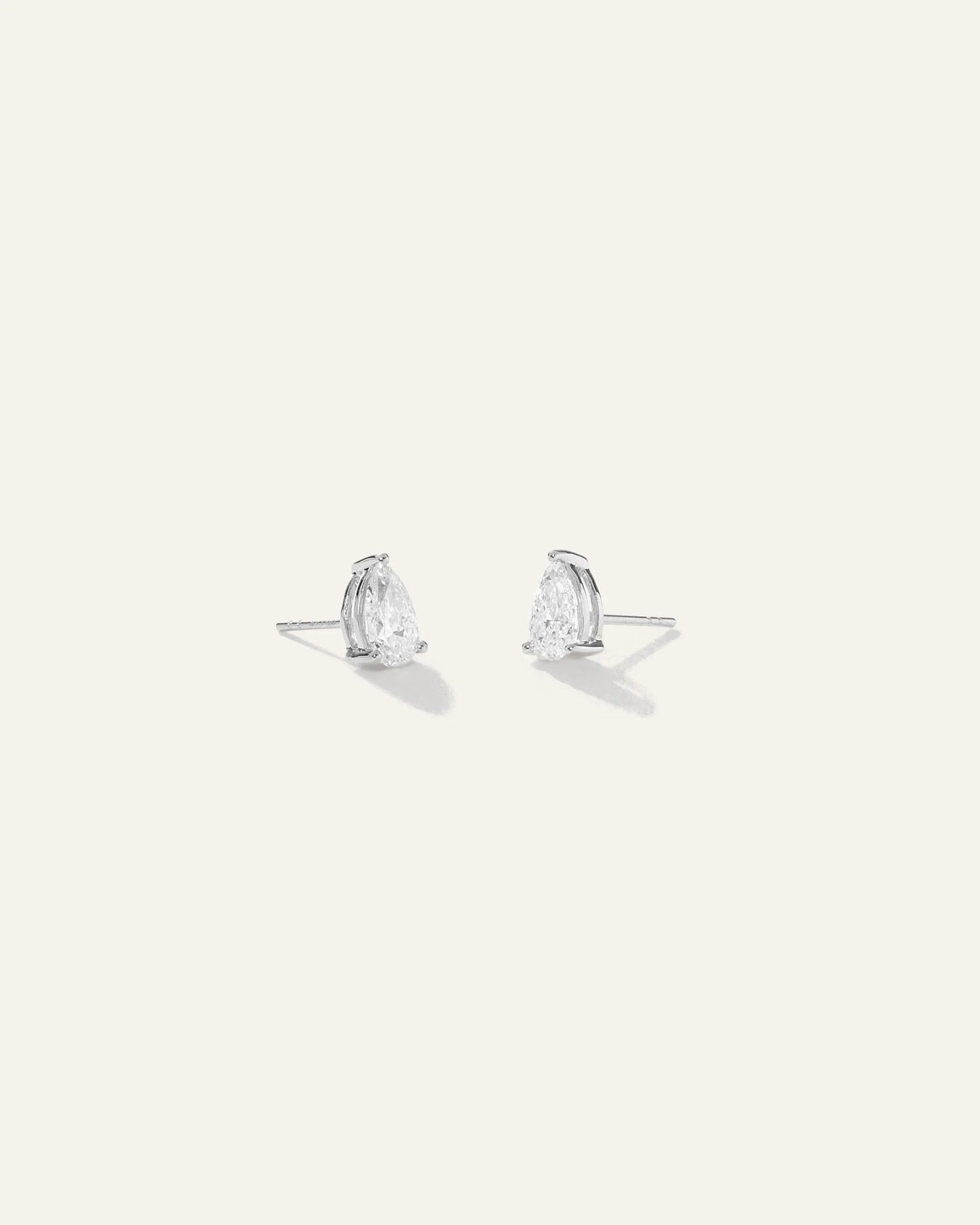 14k Gold Lab Grown Diamond Pear Solitaire Studs - 2ctw - One Size / White Gold