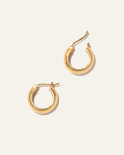 14K Gold Wide Huggies - One Size / Yellow Gold