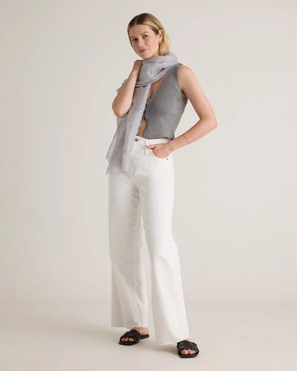 Lightweight Linen Silk Cashmere Scarf - One Size / Ivory