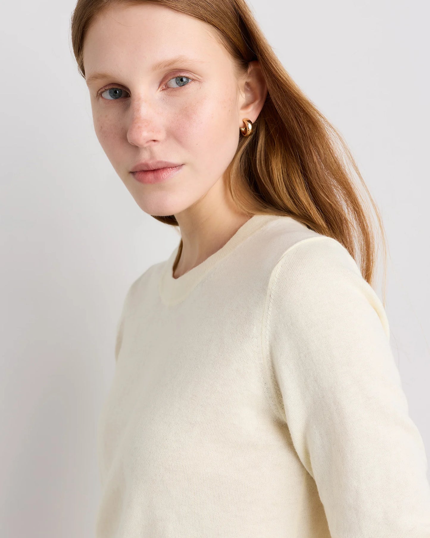 Lightweight Cotton Cashmere Crew Sweater - XS / Mountain Spring Blue