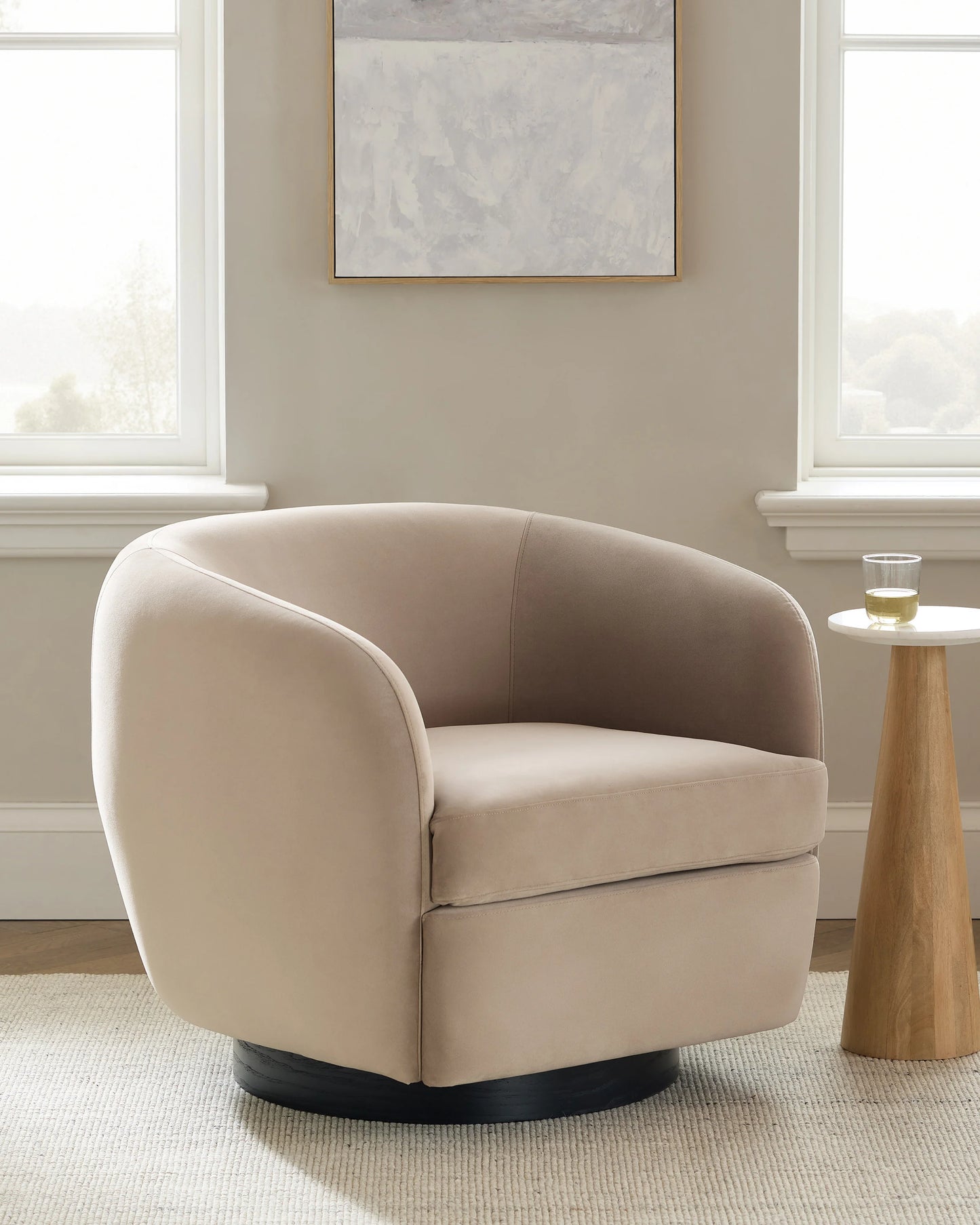 Performance Velvet Swivel Chair - One Size / Performance Velvet Taupe