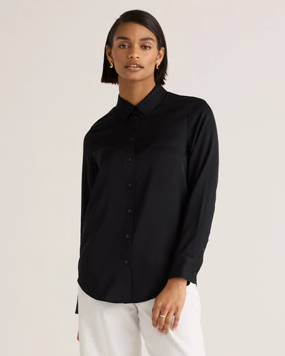 Washable Stretch Silk Blouse - XS / Moonstone Blue