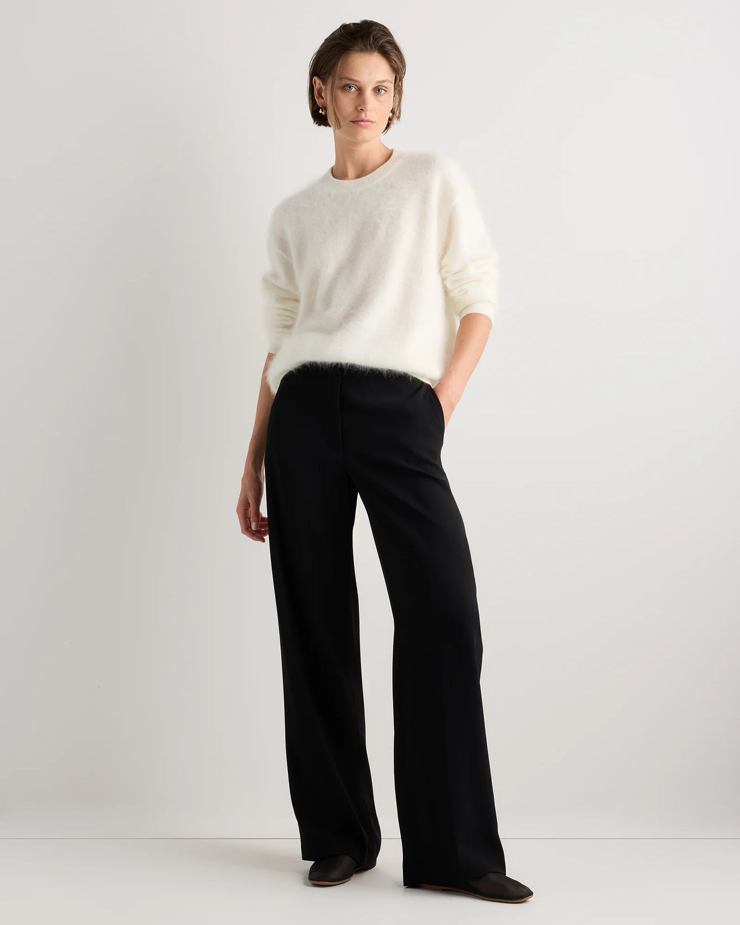 Brushed Cashmere Oversized Crewneck Sweater - XS / Heather Grey