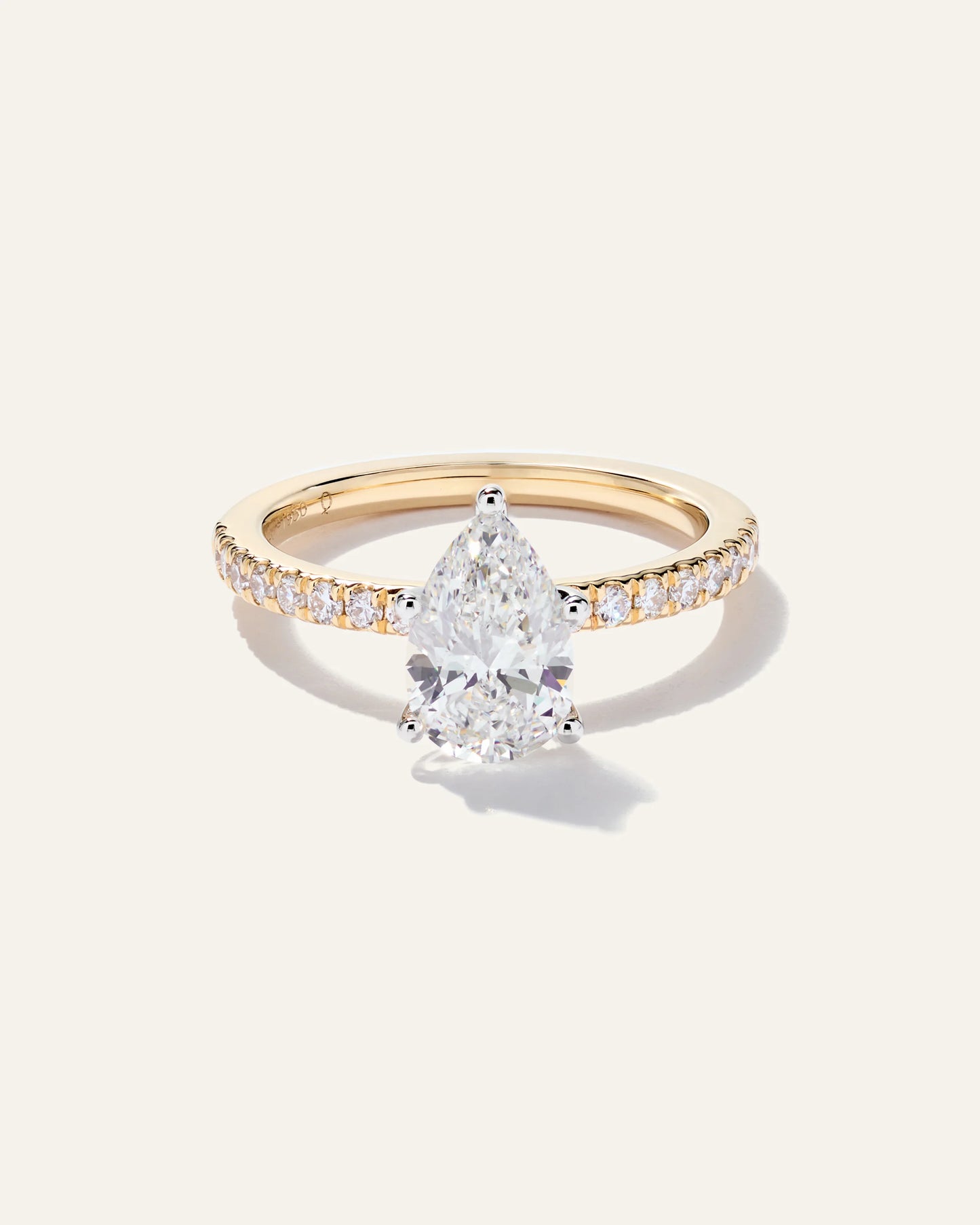 Lab Grown Diamond Pear Petite Pave Engagement Ring - 1.5ct - 4 / Yellow Gold