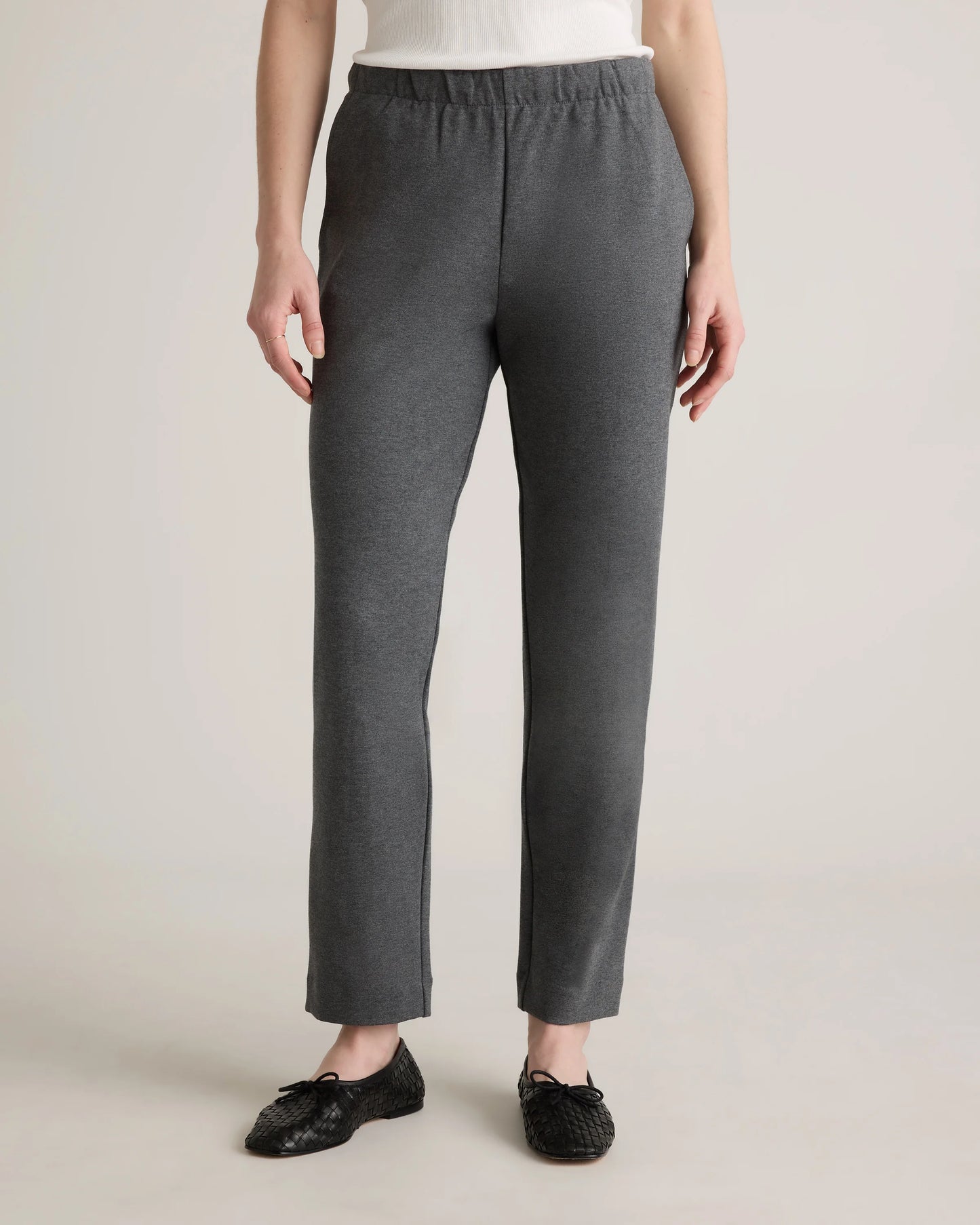 Organic Cotton Double Knit Straight Pants - XS / Soft Camel