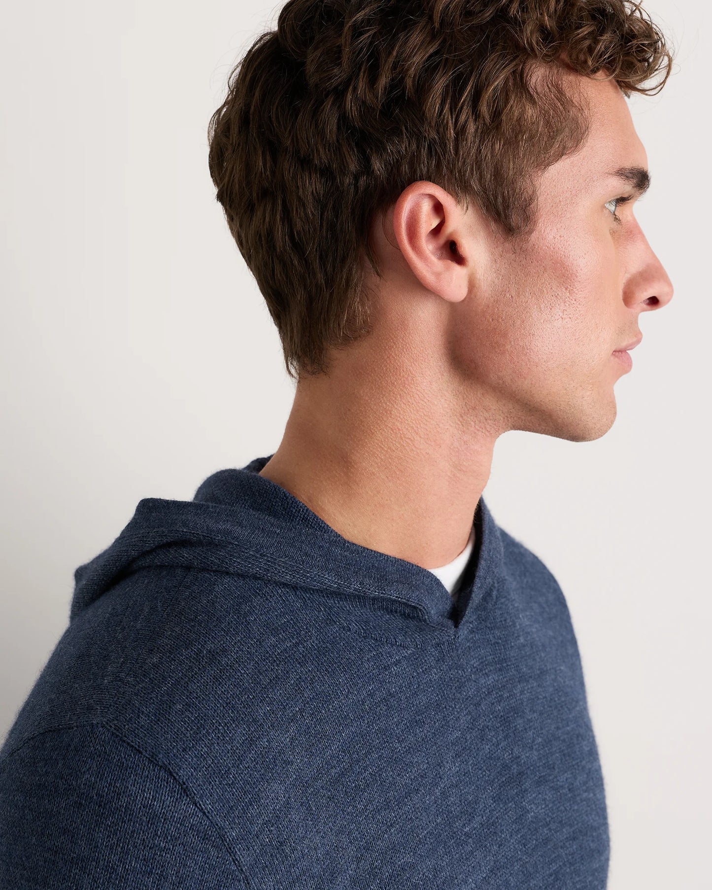 Alpaca-Wool Hooded Sweater - S / Heather Navy