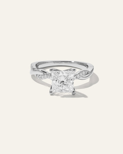 Lab Grown Diamond Princess Twisted Engagement Ring - 2ct - 4 / Yellow Gold