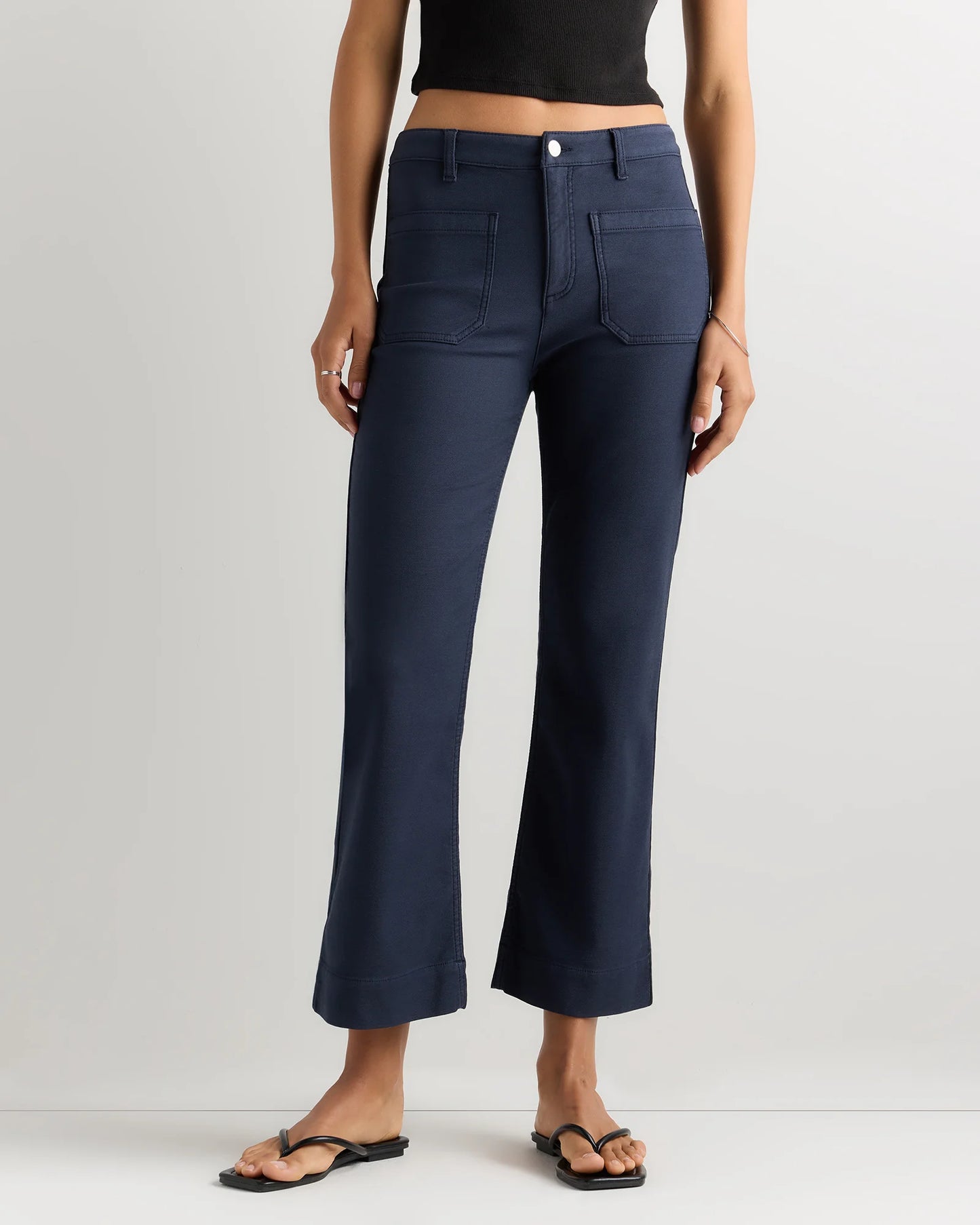 French Terry Wide Leg Pants - 0 / Deep Navy