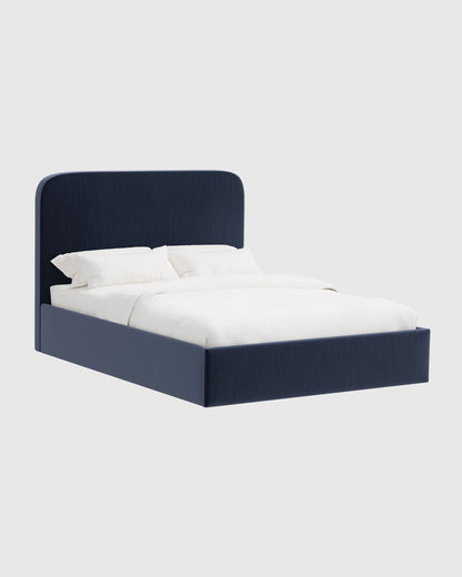 Curved Bed in Performance Velvet - Full / Walnut