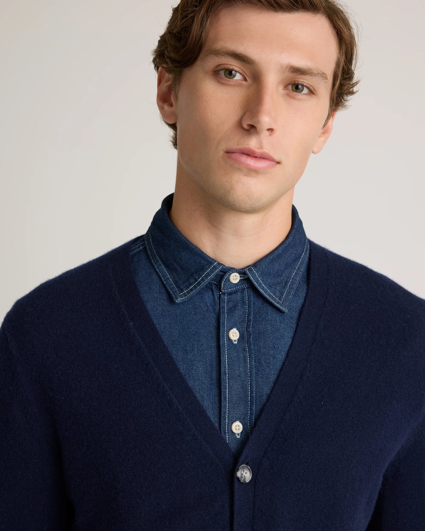 Mongolian Cashmere Cardigan Sweater - S / True Navy