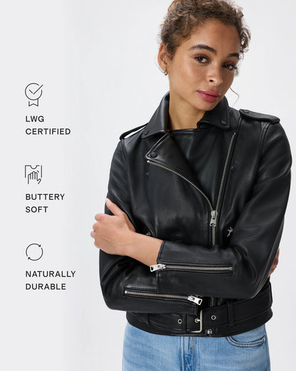 100% Leather Motorcycle Jacket - XS / Cognac
