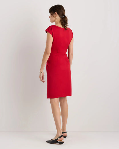 Ultra-Stretch Ponte Cap Sleeve Dress - XS / Ruby Red
