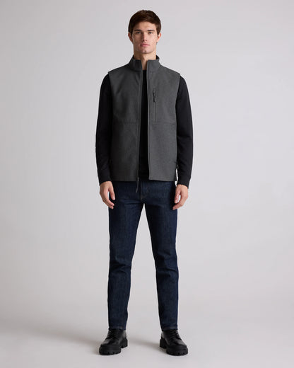 Softshell Fleece-Lined Full-Zip Vest - S / Heather Deep Navy