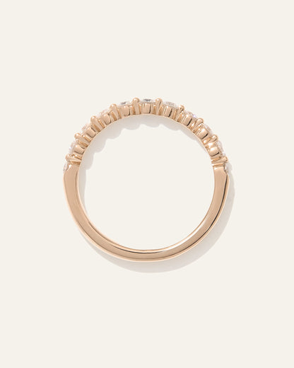 Lab Grown Diamond Single Shared Prong Halfway Band - 4 / Yellow Gold