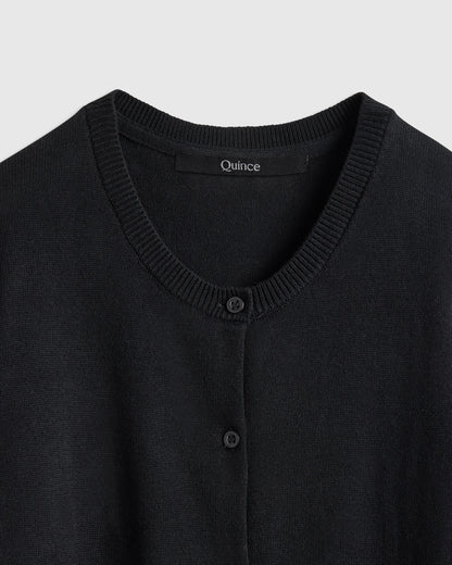 100% Organic Cotton Crewneck Cardigan - 6 / Ivory