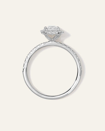 Lab Grown Diamond Emerald Halo Pave Engagement Ring - 1.50ct - 4 / Yellow Gold