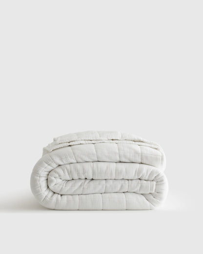 Organic Cotton Gauze Box Quilt - Twin / Mineral