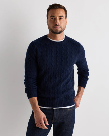 Mongolian Cashmere Classic Cable Crewneck Sweater - S / Teak