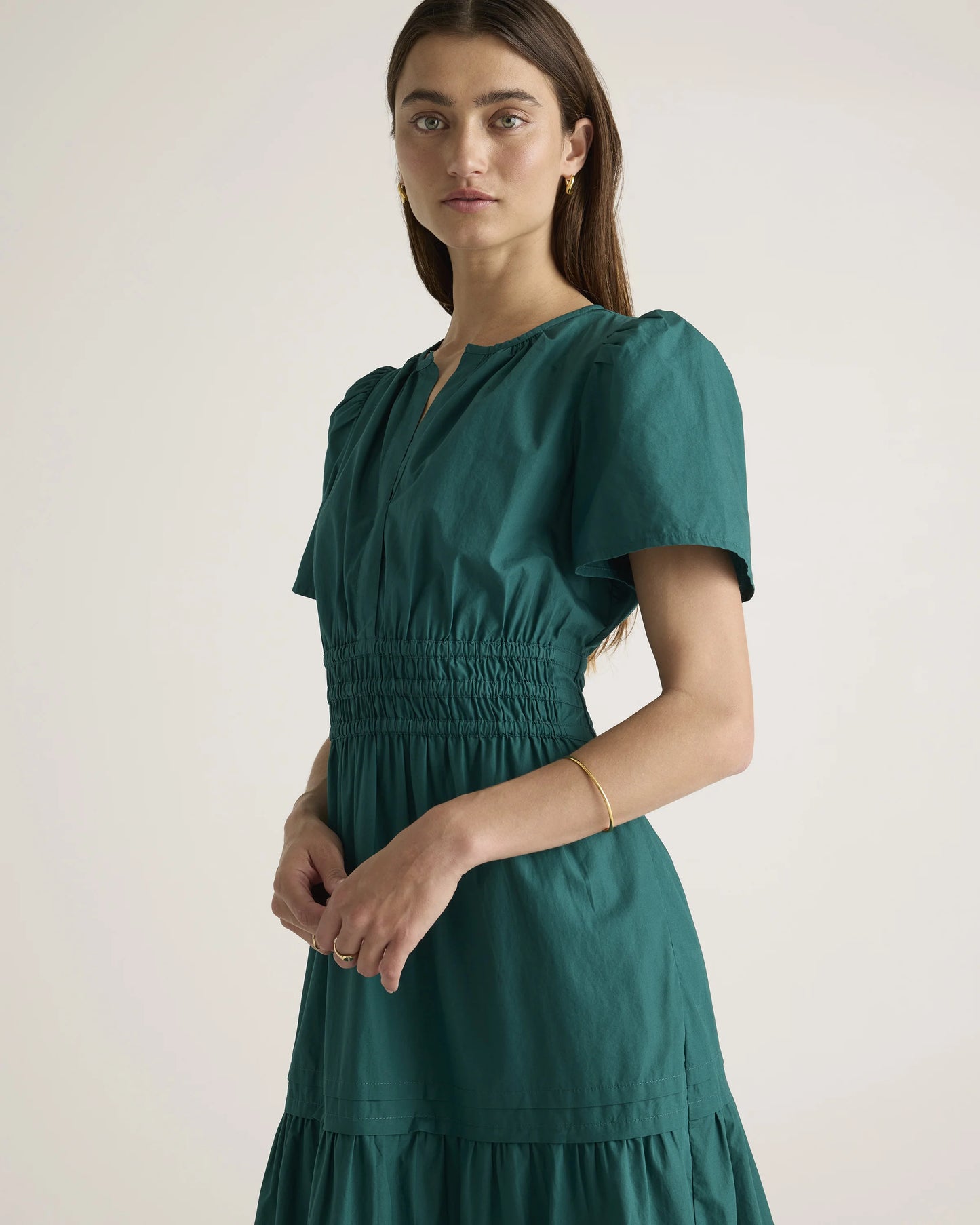 100% Organic Cotton Poplin Tiered Maxi Dress - XS / Riviera Blue Heirloom Floral