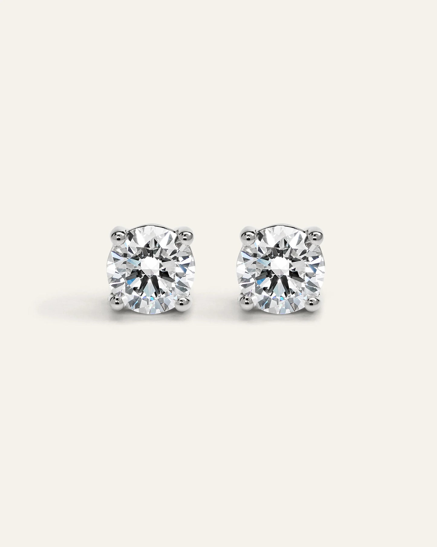 14K Gold Lab Grown Diamond Four-Prong Solitaire Studs - 4ctw - One Size / Yellow Gold