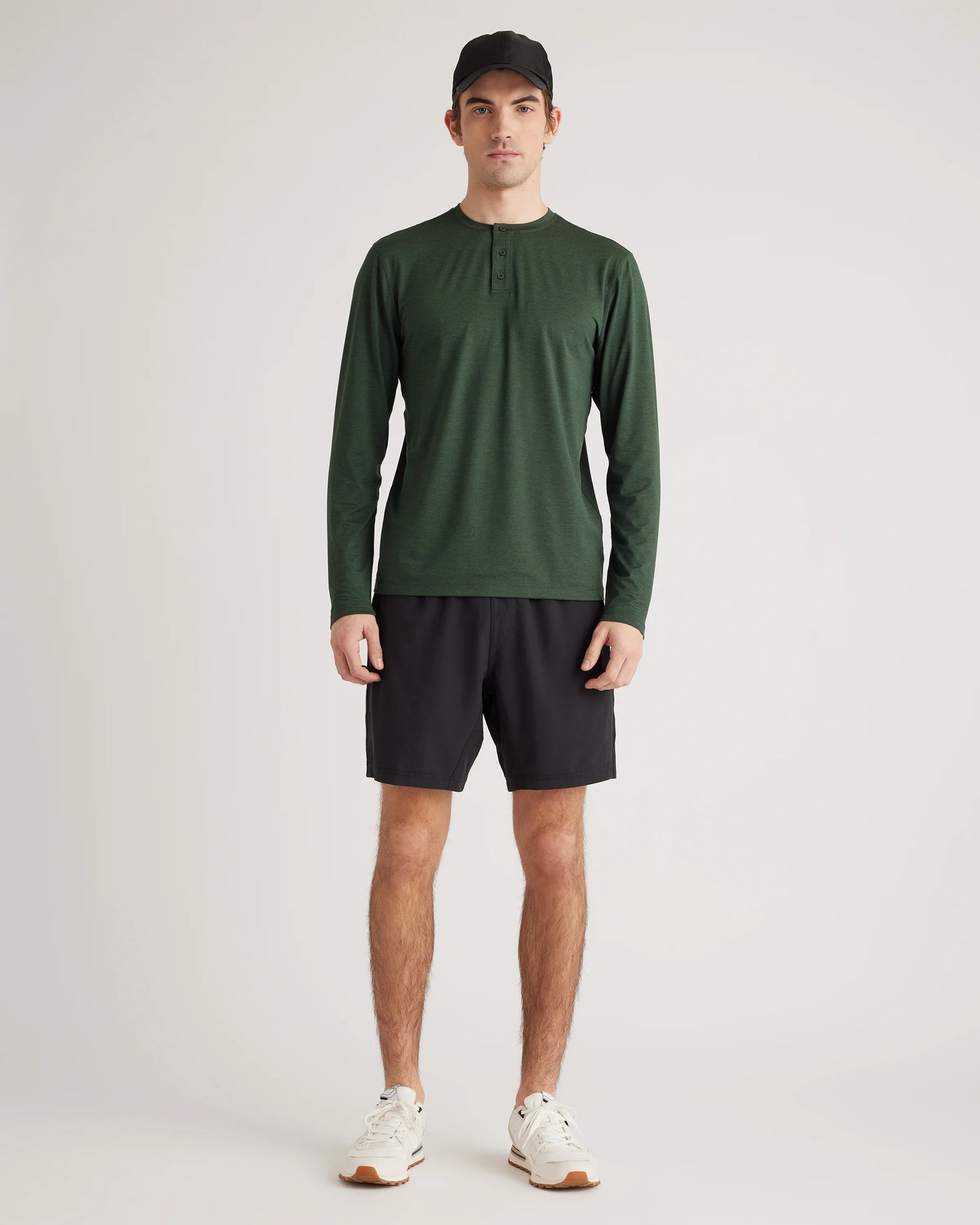 Flowknit Breeze Performance Long Sleeve Henley Tee - XS / Olive