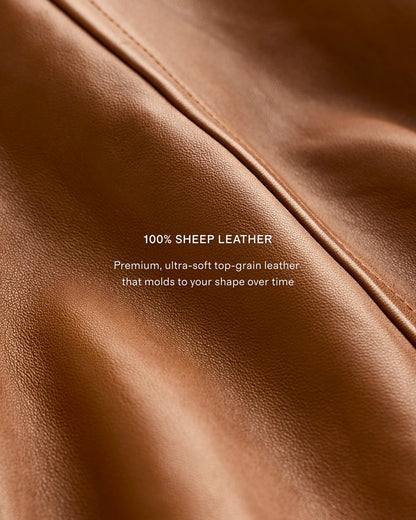 100% Leather Motorcycle Jacket - XS / Cognac