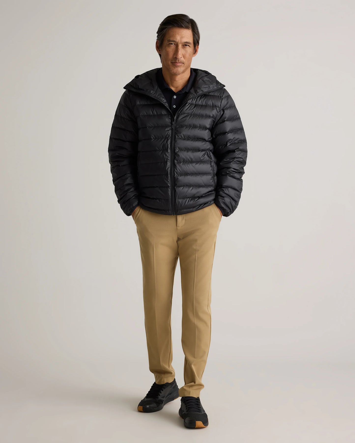 Lightweight Down Packable Puffer Hooded Jacket - S / Black
