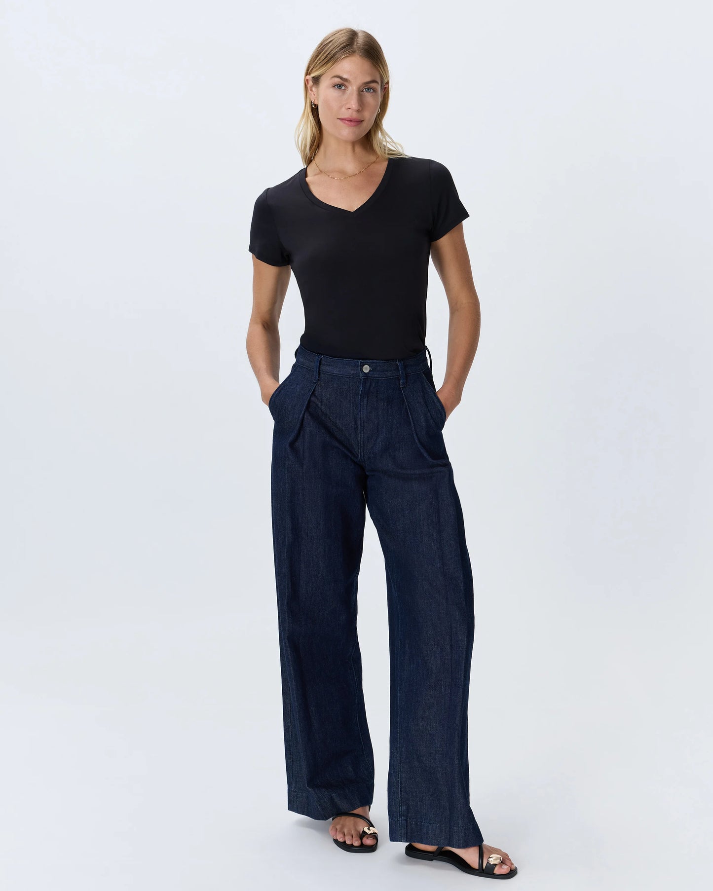 Cotton Modal V-Neck Tee - XS / Navy