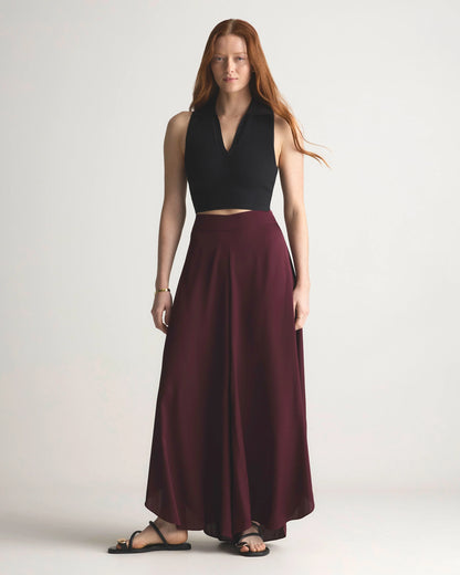 Washable Stretch Silk Palazzo Pants - XS / Black