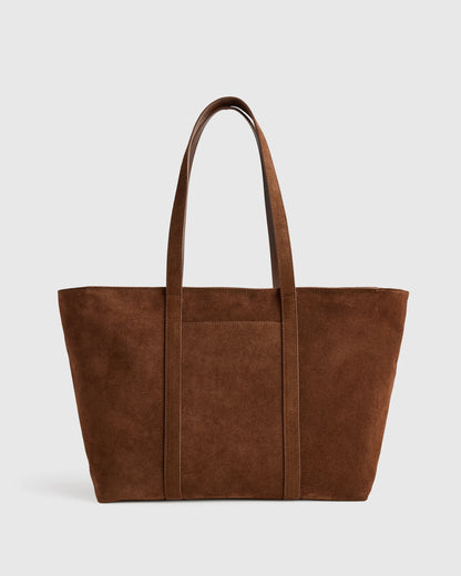 Italian Suede Everyday Tote - One Size / Whiskey