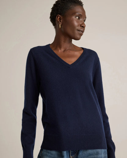 Mongolian Cashmere V-Neck Sweater - XS / Rich Burgundy