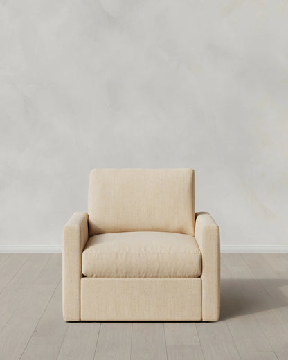 Brennan Swivel Chair in Performance Chenille Linen Blend - 32" / Slate