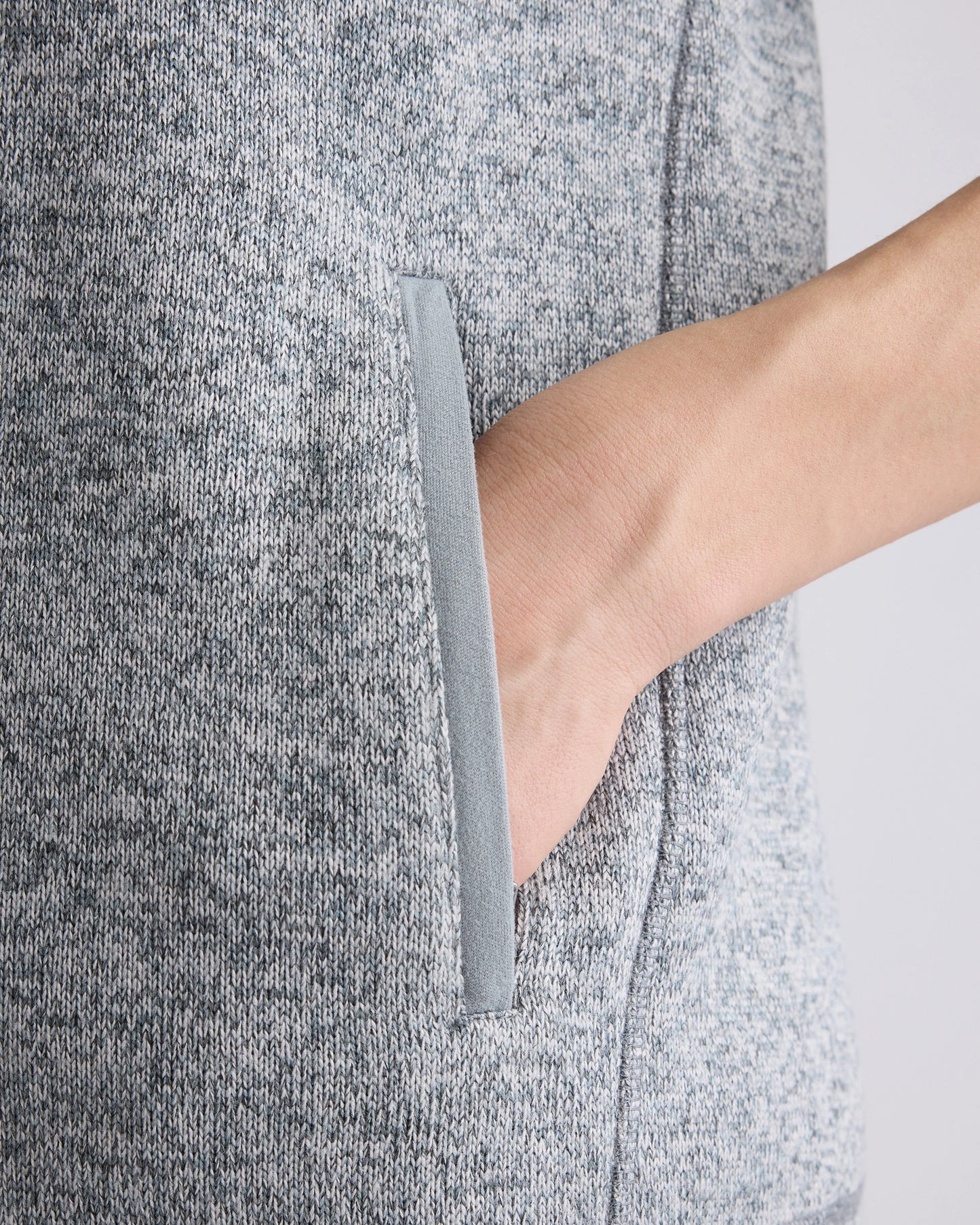 Sweater-Knit Fleece Full-Zip Vest - XS / Heather Mineral Green