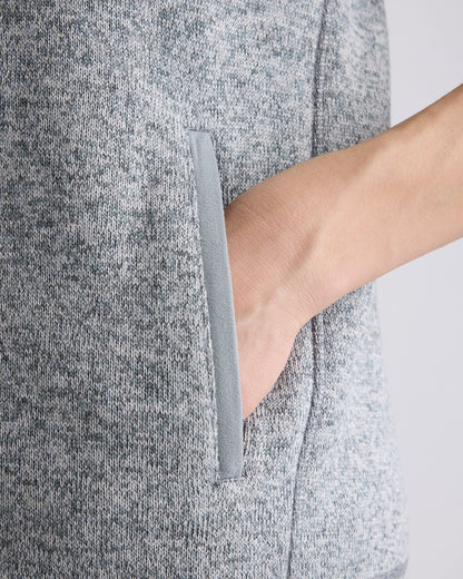 Sweater-Knit Fleece Full-Zip Vest - XS / Heather Mineral Green