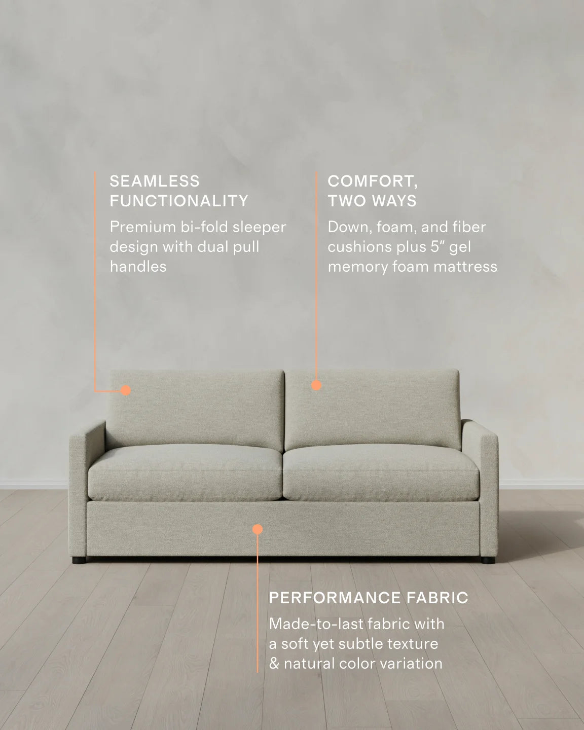 Brennan Sleeper Sofa in Performance Basketweave - Queen / Flax