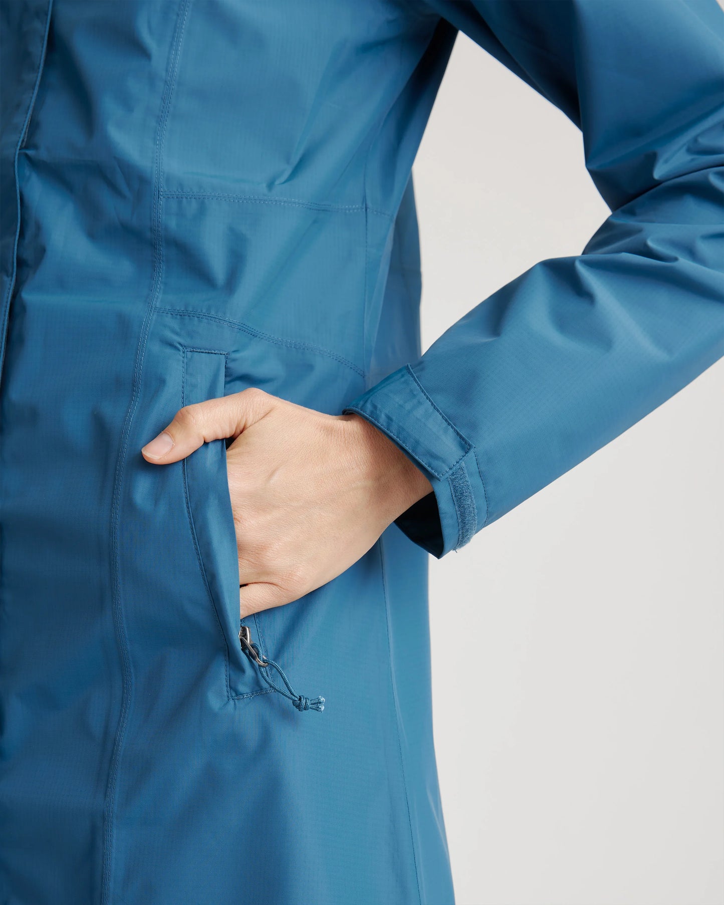 Weather Proof Long Rain Shell Jacket - XS / Ink Blue