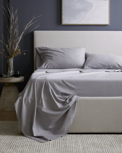 Mongolian Cashmere Cotton Pillowcase Set - Standard / Grey
