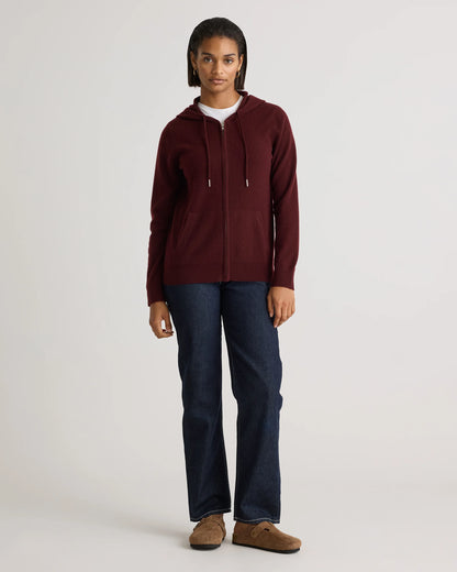 Mongolian Cashmere Full-Zip Hoodie - XS / Heather Grey